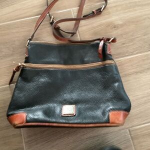 Dooney & Bourke black Pebble Grain Leather Contrast Trim Crossbody Bag